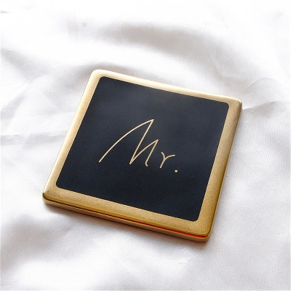 Couple Marble Pattern Ceramic Drink Coaster Coffee Cup Mat Tea Pad Dining Table Mr Mrs Placemats Coasters Decoration Accessories