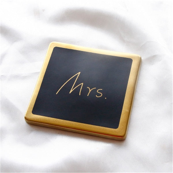 Couple Marble Pattern Ceramic Drink Coaster Coffee Cup Mat Tea Pad Dining Table Mr Mrs Placemats Coasters Decoration Accessories