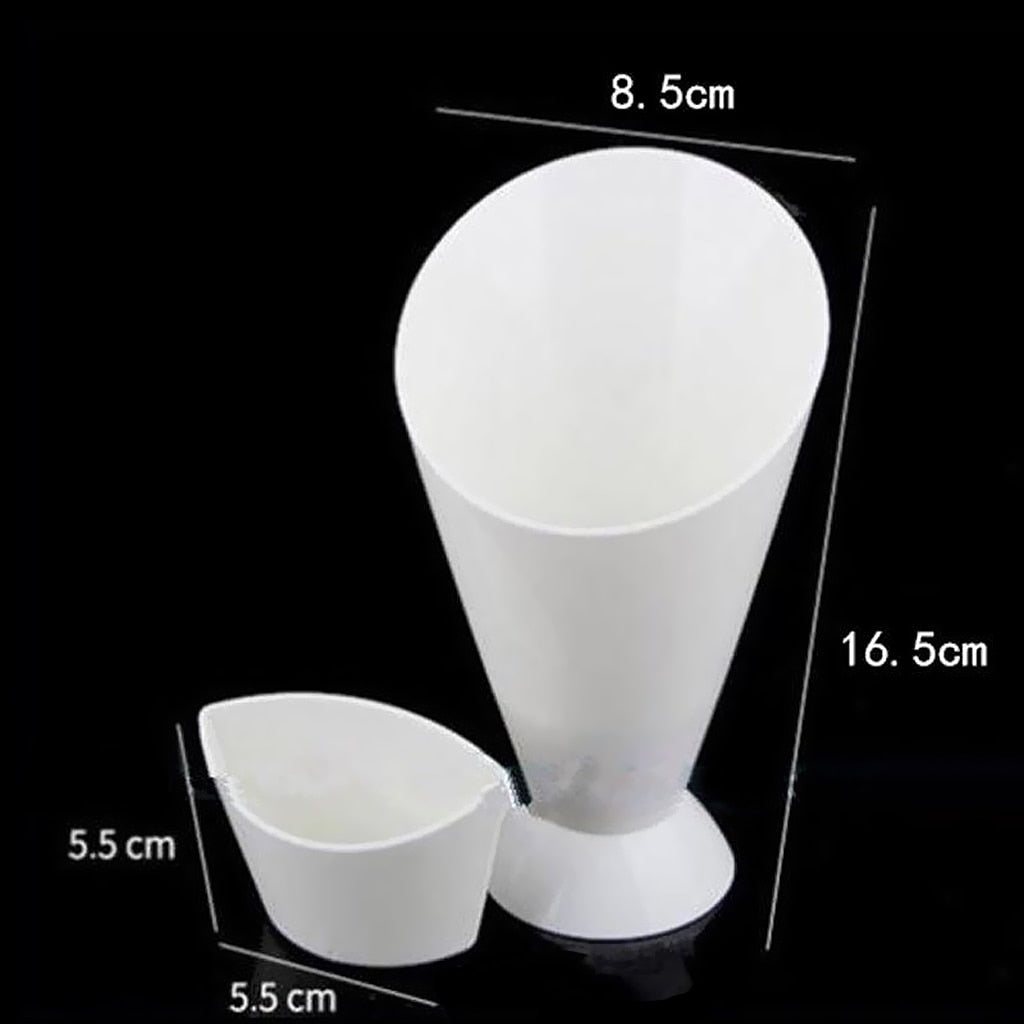 Kitchen Serving Tool Snack Cone Stand + Dip Holder For Chips Finger Food Sauce White Fries Dip and Cone Cup Snack Holder Serving
