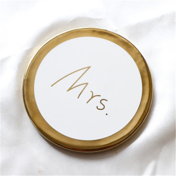 Couple Marble Pattern Ceramic Drink Coaster Coffee Cup Mat Tea Pad Dining Table Mr Mrs Placemats Coasters Decoration Accessories