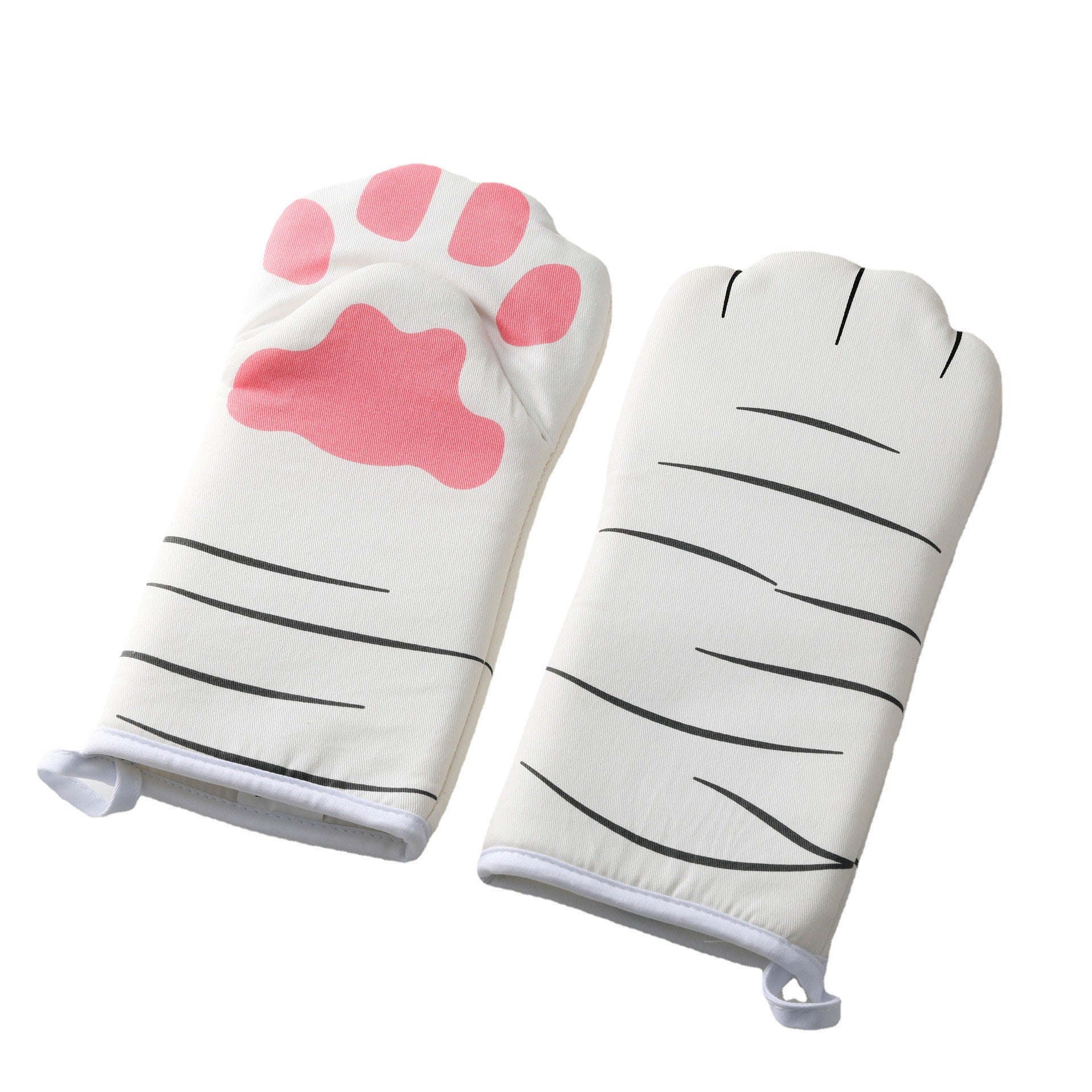 Pure Cotton Cute Cat Oven Gloves Cat Claw Insulation Gloves Baking Insulation Microwave Oven Heat Resistant Gloves